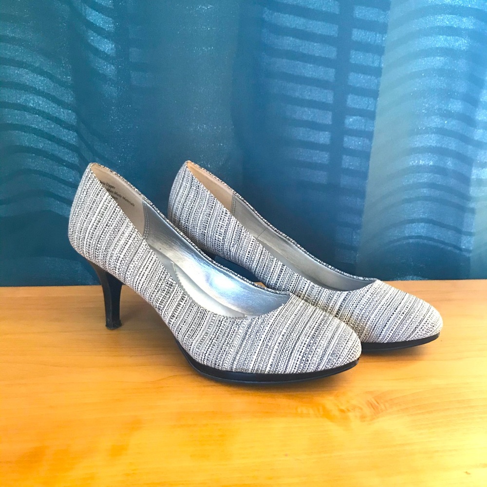 Black and white heels